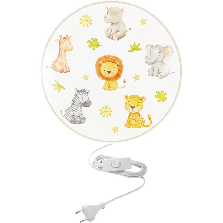 Kinderzimmer Wandlampe Safari Ø 25cm mit Schalter, Kabel, Stecker & E14 LED – Bild 7