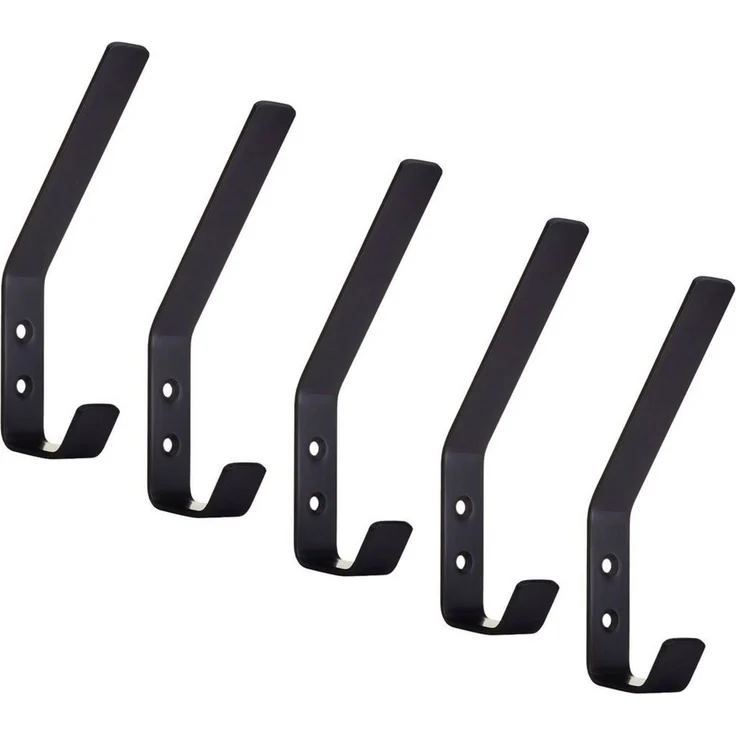 SO-TECH® Kleiderhaken doppelter Wandhaken, Edelstahl, 142 x 20 x 45 mm, (5-St), großer Jackenhaken mit abgerundeten Kanten schwarz – Bild 1