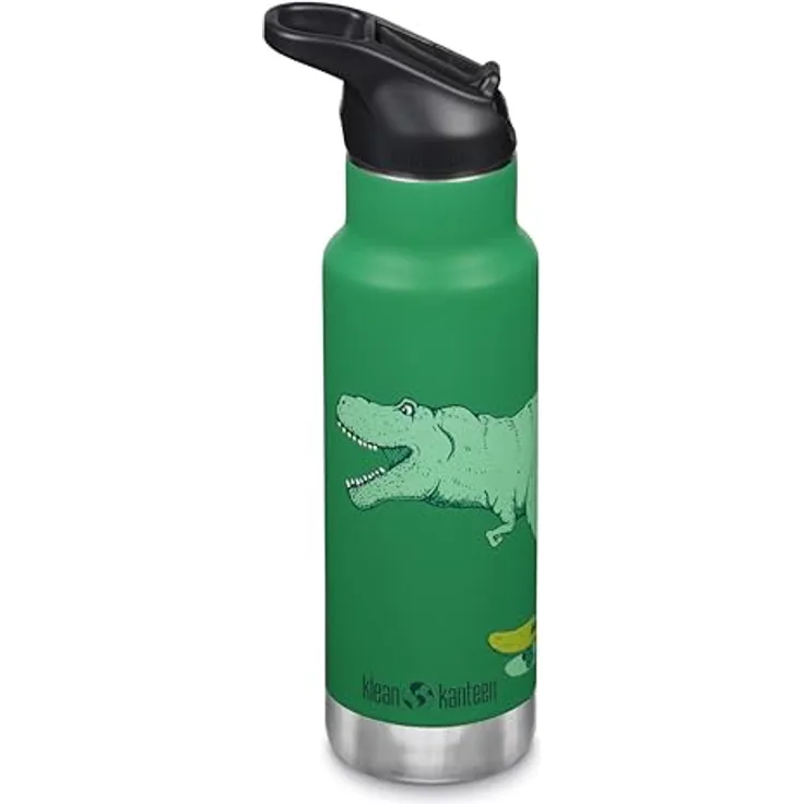 Klean Kanteen Trinkflasche Klean Edelstahl Isolierflasche Kid 355ml Flip Cap Dino Scate green