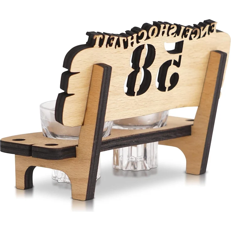 DARO Design - Schnapsbank 21. Hochzeitstag Opalhochzeit Geschenk Deko für Paare Männer Frauen aus Holz mit Gläsern – Bild 4