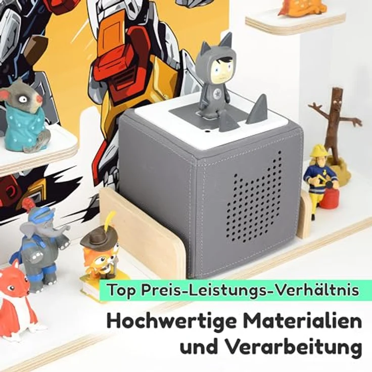 stadtecken Kinder Regal für Musikbox I Geeignet für die Toniebox und ca. 50 Tonies I Perfekte Aufbewahrung für Kinderzimmer I zum Aufstellen oder Aufhängen (Mr. Chip) – Bild 4
