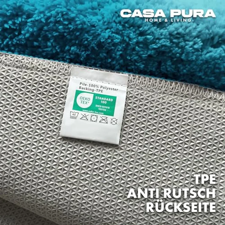 casa pura Badematte Sky Soft, türkis, rutschfest, waschbar, 50x80 cm, Mikrofaser, hochwertiger Shaggy Badezimmerteppich – Bild 4