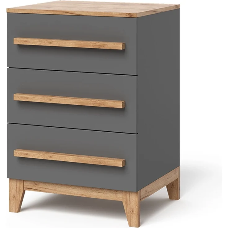 Kommode Malia Grau/Artisan 60 x 88 cm mit 3 Schubladen Vitalispa – Bild 1