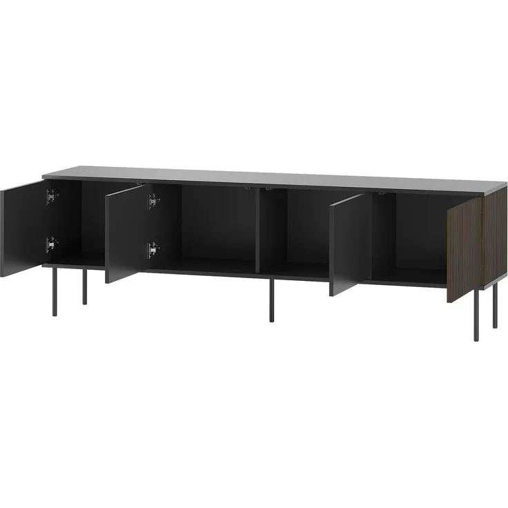 Wohnzimmer-Set Nianve I (Farbe: Schwarz / Schwarz + Nuss) – Bild 5
