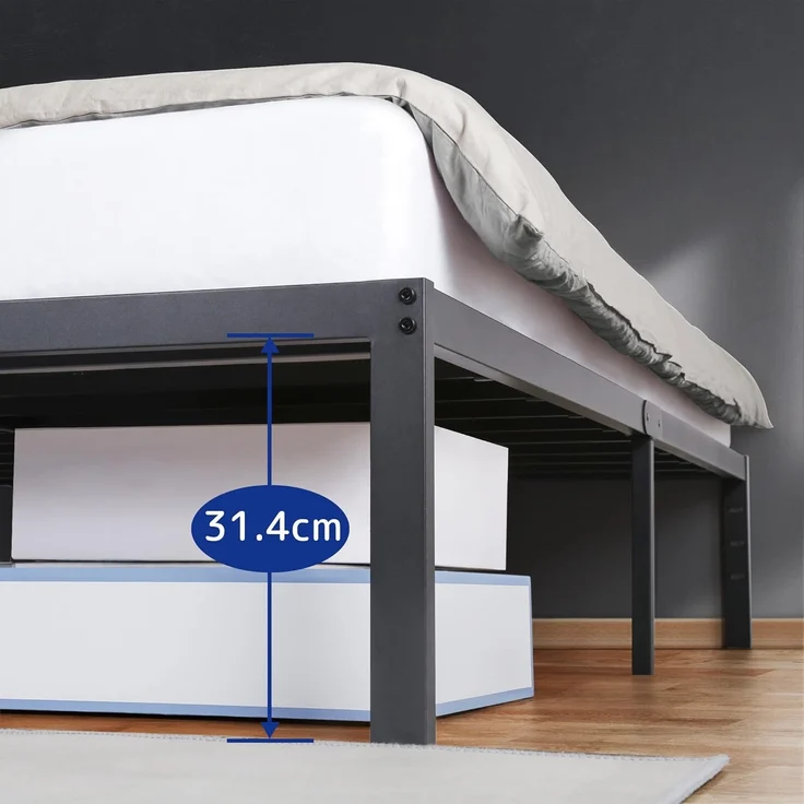 Olee sleep 35cm Stabiler Stahlbett / Stahl Lattenrost / Anti-Rutsch-Unterstützung / Matratzenrahmen / Metallbett / Bettrahmen / Bett / 140x200 cm / Full / Schwarz / Metall – Bild 5