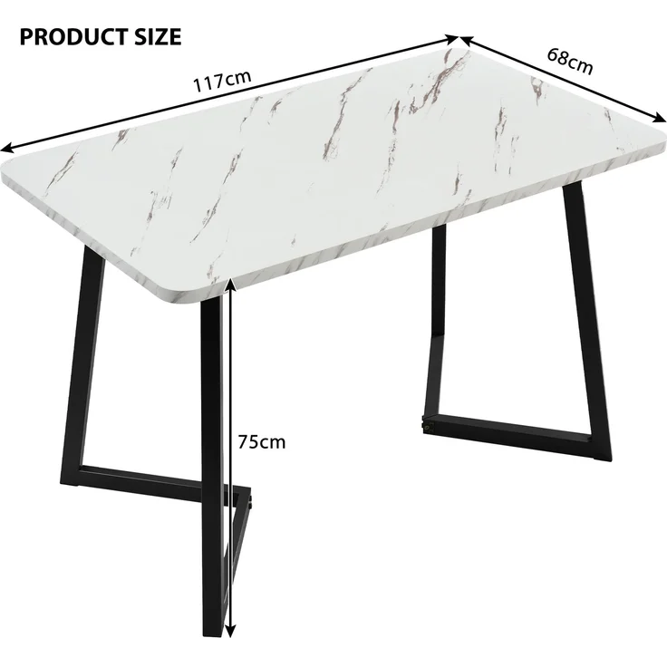 Merax Essgruppe, (Set, 5-tlg, Tisch mit 4 Stühlen), Esstisch und 4 Esszimmerstuhl Set Polsterstühle Küchetisch Marmoroptik, Leinen, Grau – Bild 3