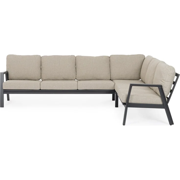 Gartenecksofa Oinimola - Aluminium Anthrazit, Olefin-Stoff Taupe – Bild 3