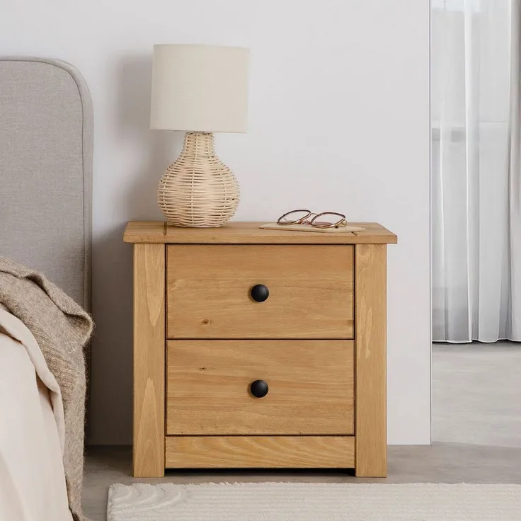 IDIMEX Nachtkommode CANCUN, Landhaus Nachtkommode mit 3 Schubladen & Metallgriffe Massivholz natur
