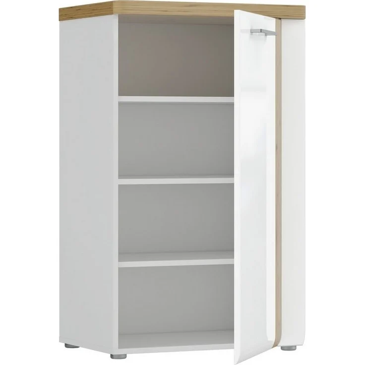Garderobenschrank >TULUZA< LED, 2 Türen, Weiß / Artisan Eiche Dekor - 60,3x100x43,4cm (B/H/T) – Bild 2