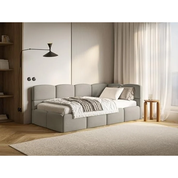 Selsey 'Cloudy' Jugendbett 120 cm, Bettkasten, Chenille, Kopfteil rechts, Hellbraun – Bild 4