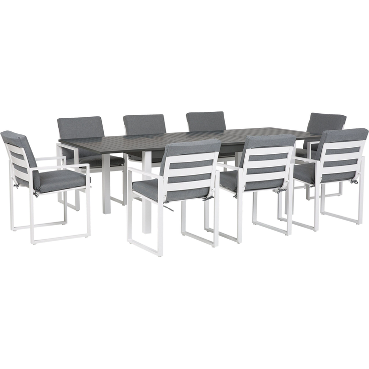 Essgruppe für 8 Personen PANCOLE Metall 168 248x100x75 cm Grau
