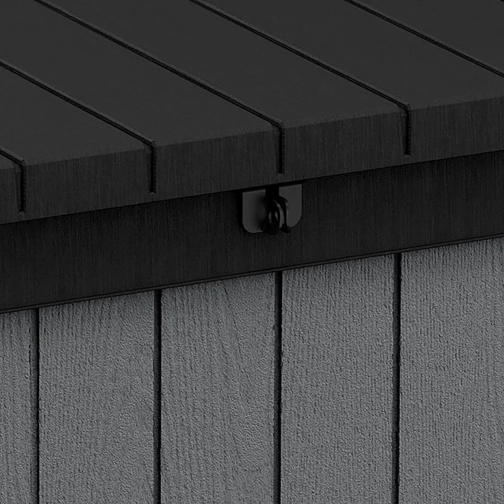 Keter Gartenbox "Darwin" 662 Liter naturgetreue Holzoptik Deckel bis 300 kg belastbar, abschließbar – Bild 4