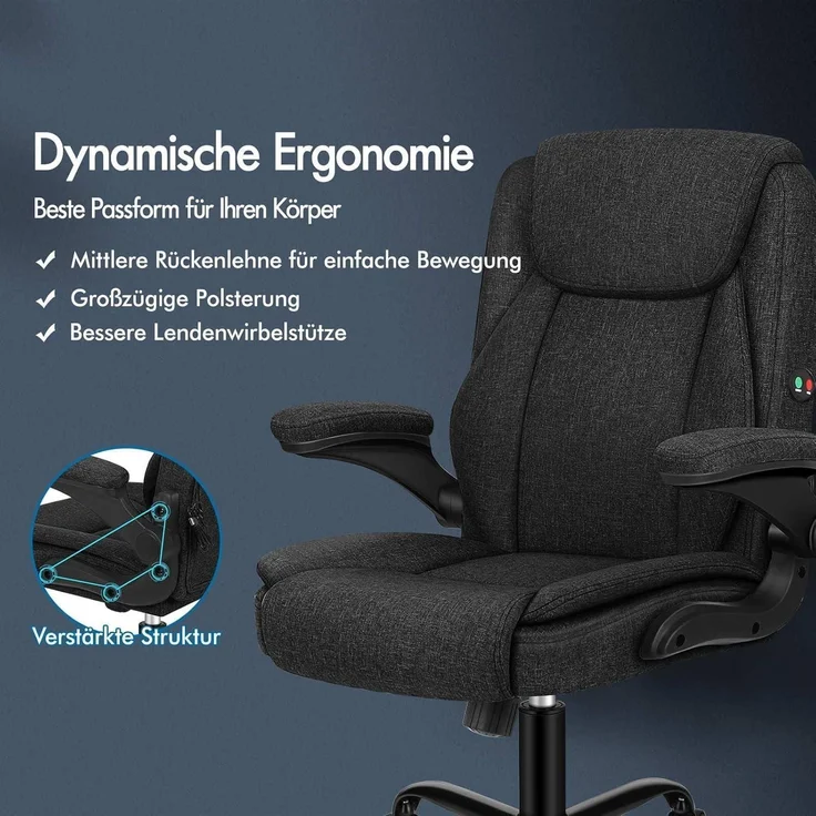 Ergonomischer Gaming Stuhl Massage Bürostuhl SGS Gas-Lift Schwarz – Bild 3