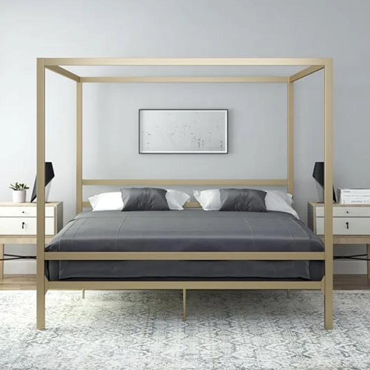 DHP Furniture Modern Canopy Gold Metal Bed Superking – Bild 4