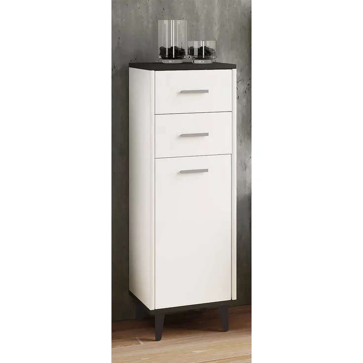 VCM Kommode & Sideboard Dalosa 918180 Weiß / Anthrazit H. 97 x B. 32 x T. 28 cm