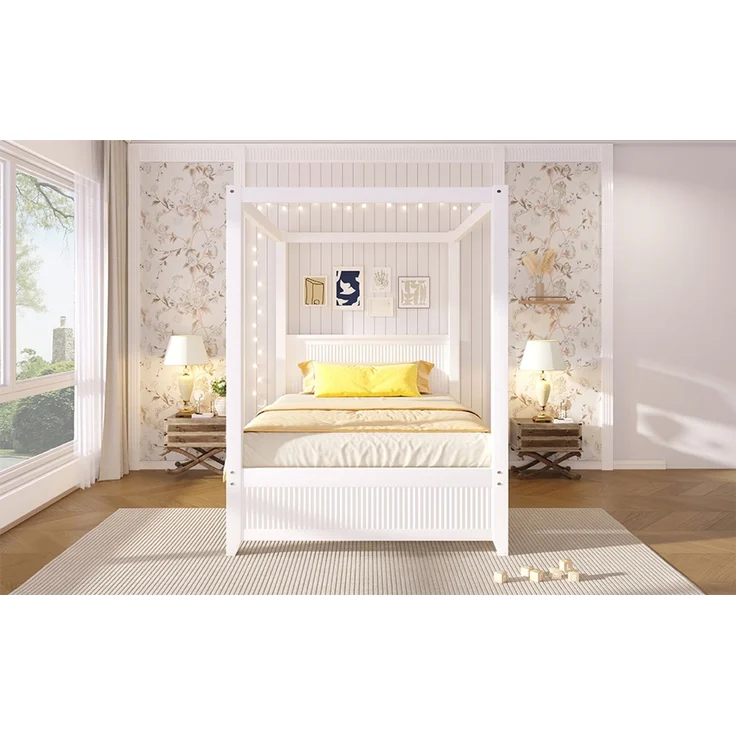 U-life Himmelbett 90x200 cm, für Jugendliche, 1. Stilvolles, 2. Modernes mit, 3. Robuste Holzkonstruktion, 5. Individuell dekorierbarer Schlafplatz, MDF, Weiß – Bild 6