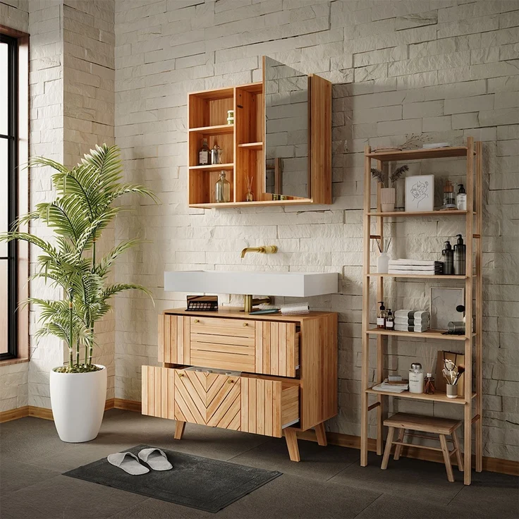 Badmöbel-Set Lucie Bambus 2 Teile Vicco – Bild 5