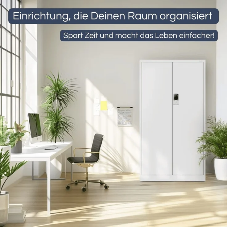 Metallschrank abschließbar ODIS - Zahlenschloss, 5 Ebenen | Aktenschrank Büroschrank Stahl Mehrzweckschrank Werkstatt Werkzeugschrank, 185x90x40cm Grau – Bild 3