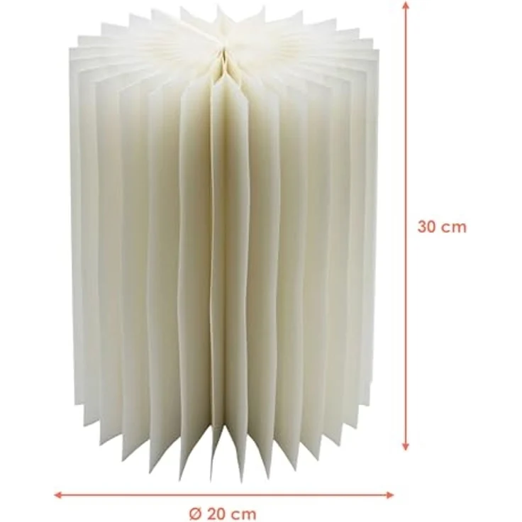 Spetebo LED Tischleuchte LED Design Tischlampe faltbar aus Papier in weiß - 30 cm, Batterie betrieben, LED, warm weiß, mit integrierte Magnete – Bild 2