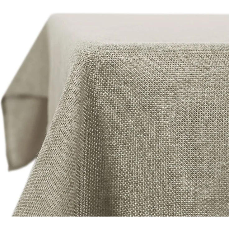 Deconovo Leinenoptik Tischdecke Outdoor Wetterfest Wasserabweisend Tischwäsche Lotuseffekt Abwaschbar Tischtuch für Esszimmer, Küche, Balkon, Garten, 132x229 cm, Leinen, 1 Stück