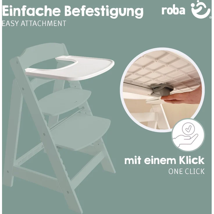 roba Plastikessbrett - Erweiterung & Zubehör für Hochstuhl Sit Up Flex, Liv Up & Born Up - Kompatibel mit Gurtsystem und Hochstuhlauflagen - Schnelle Klickbefestigung - Einfache Reinigung - Weiß – Bild 6