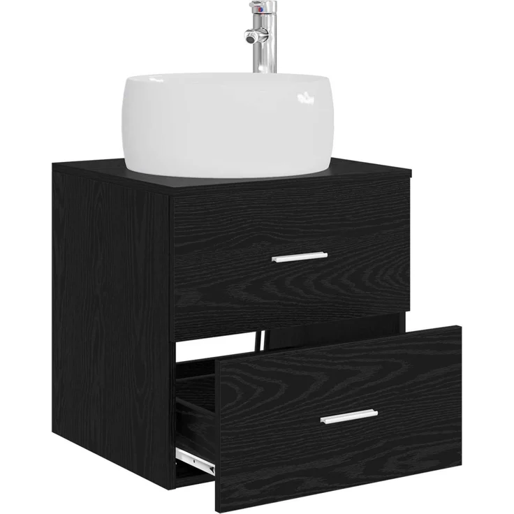 vidaXL Wandmontierter Waschbeckenunterschrank Schwarz Eichen-Optik 890311 – Bild 3