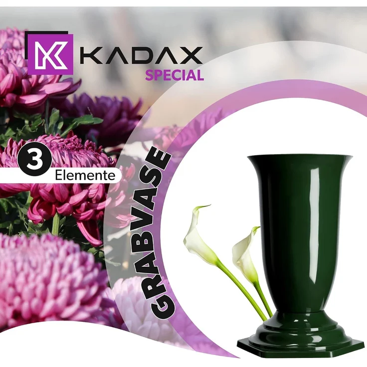 KADAX Vase Fläschchen Friedhof Grab Grabstein Grün 23cm – Bild 2