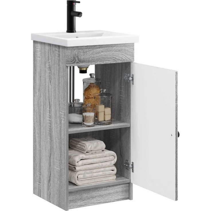 vidaXL Badezimmerschrank mit Waschbecken Grau Sonoma 42 x 40 x 84,5 cm 890060 – Bild 2