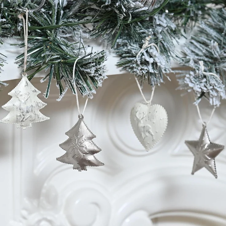 24tlg. Weihnachtsanhänger Herz Stern Baum Metall Weihnachtsdeko 5cm – Bild 3