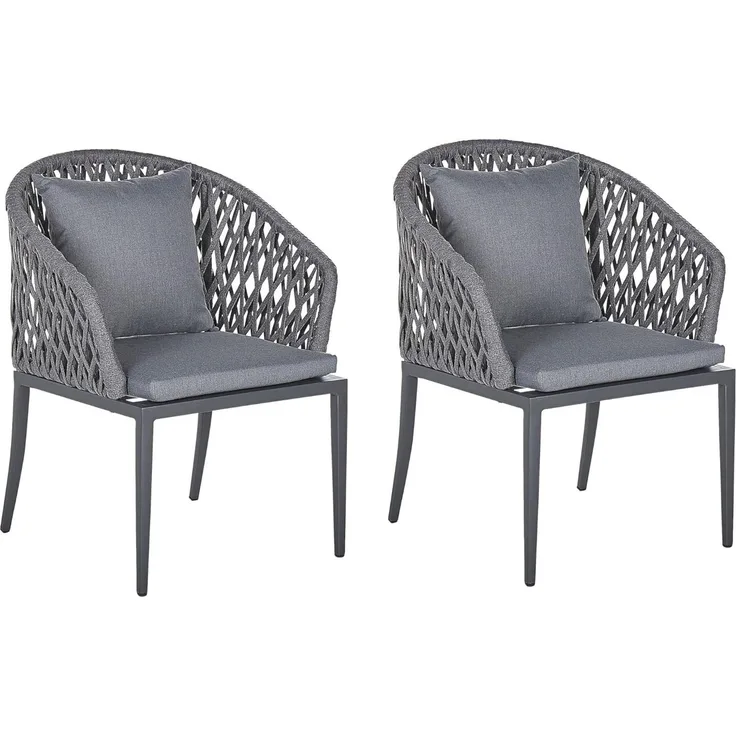 Beliani 'LIPARI' Set mit 2 Stühlen und Sitzkissen, Metall grau