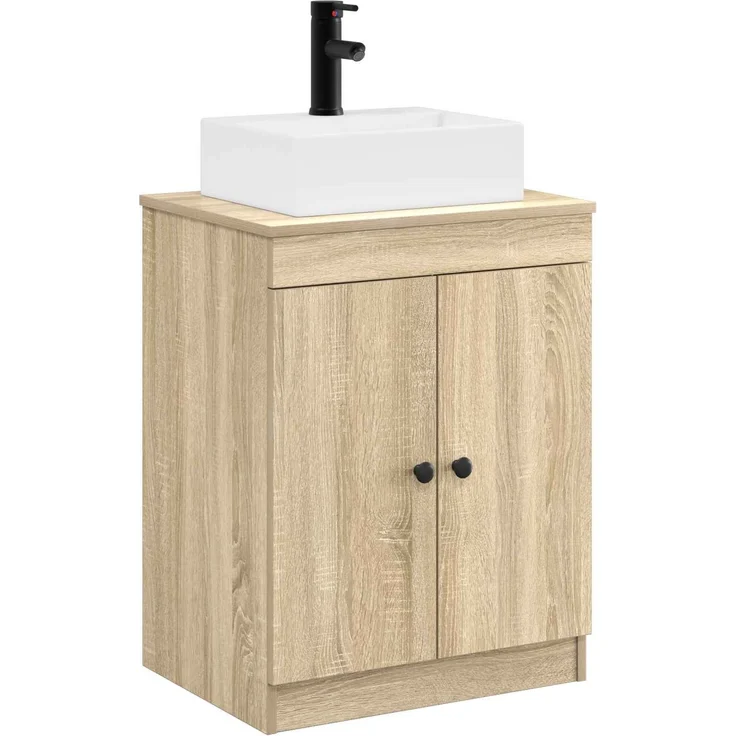 vidaXL Waschbeckenschrank Sonoma-Eiche 54 x 41 x 99,5 cm Holzwerkstoff 3404252 – Bild 2