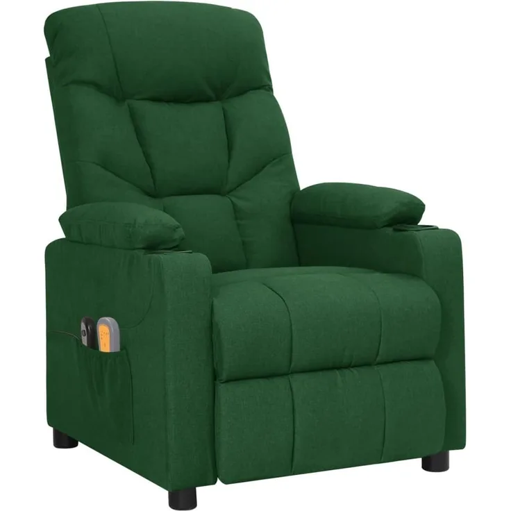 vidaXL Elektrischer Massagesessel Dunkelgrün Stoff 3098833
