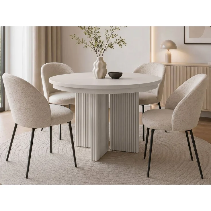 Beautysofa Esstisch PRESTIGE runder Design-Tisch ausziehbar Ø 100–180 cm oder Ø 120–200 cm (Metallbeinen, hitze- und verfärbung beständig), verschiedene Farben – Bild 2