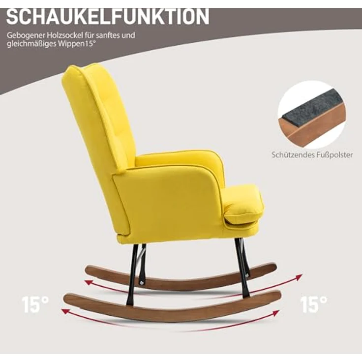 HOMCOM Schaukelsessel Schwingsessel, Wohnzimmerstuhl, mit Hocker – Bild 5