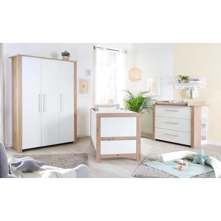 roba Kinderzimmerset 'Malo' - 3-teilig - inkl. Kinderbett 70 x 140 cm - Weiß / Natur – Bild 1