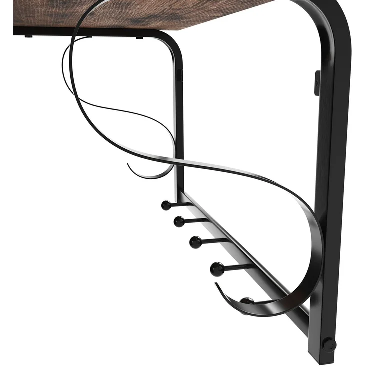 Vasagle Wandgarderobe Wandregal mit 5 Haken und Ablage, im Industrie-Design von Songmics LCR11BX – Bild 5