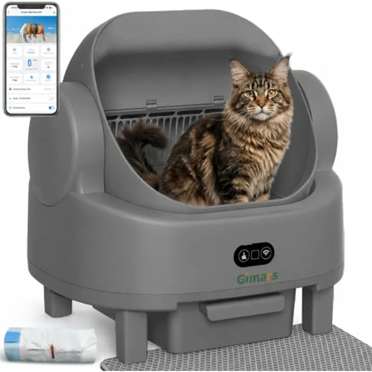 Gimars Selbstreinigende Katzentoilette mit offenem Design, Automatisches Katzenklo für mehrere Katzen & Senioren, App-Steuerung mit Sicherheitssensoren, Geruchsarm, inkl. Müllbeutel & Streumatte – Bild 1