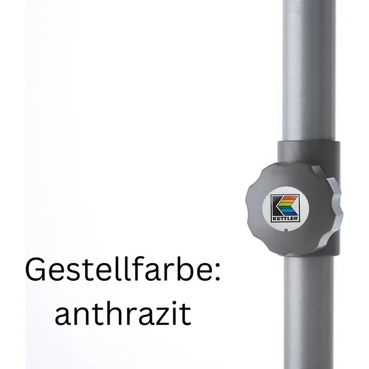 Kettler Easy-Push Sonnenschirm 150 x 210 cm | rechteckig | Aluminium Anthrazit | 100% Polyester (ca. 220 g/m²) | Öffnung mit Schieber | Bezug hellgrau meliert – Bild 4