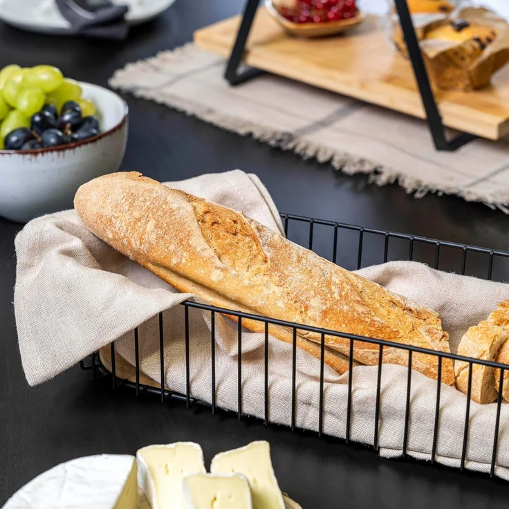 eluno Obstschale Drahtschale mit Bambusboden, langer Korb für Baguette, (kein Set) – Bild 8