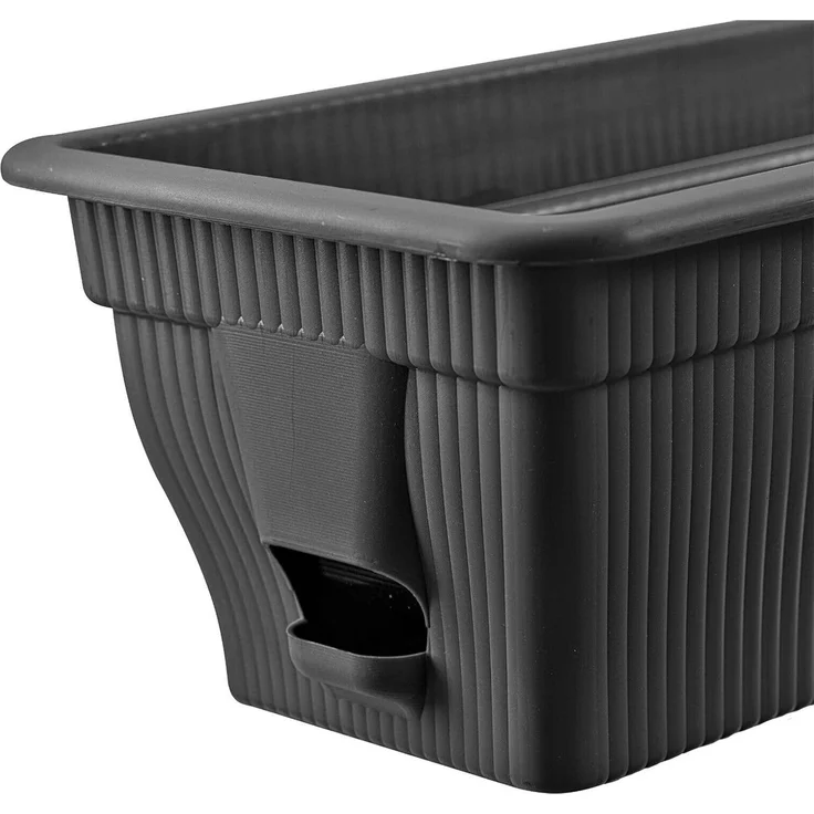 2x Balkonkasten 100cm Blumenkasten mit Wasserspeicher Anthrazit / Grau, 25 L - Blumenkästen wetterfest Pflanzkasten mit Einsatz Lange Balkonkästen für Garten und Balkon witterungsbeständig – Bild 9