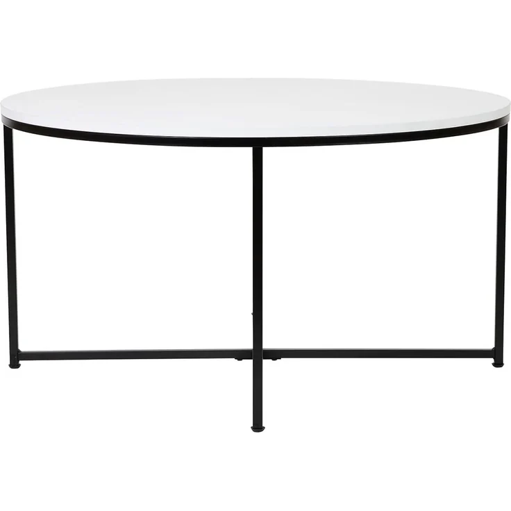 Flash Furniture Sofatisch fürs Wohnzimmer, Holzwerkstoff, weiß/mattschwarz – Bild 6