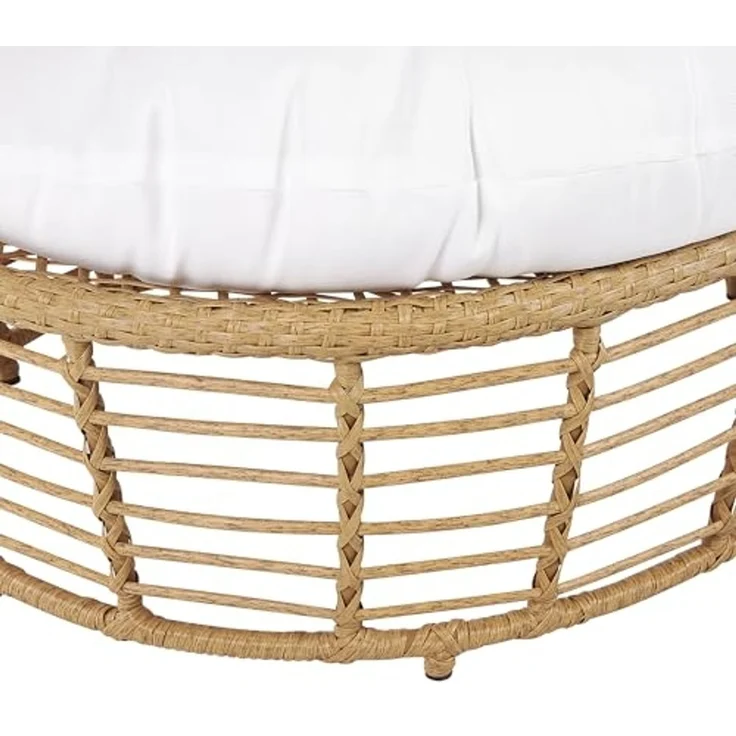 Beliani 'LIDO' Sonneninsel mit Kissen, Rattan natur / weiß, 109x83x150 cm – Bild 7