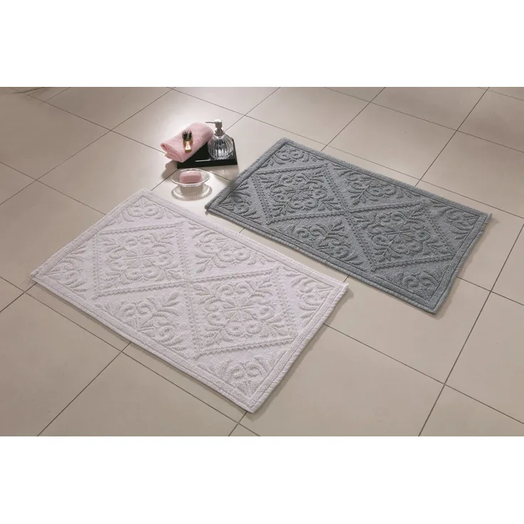 spirella Badematte MOA, 50x80 cm, 100% Baumwolle, erhabenes Muster, Anti-Rutsch Beschichtung, für Fußbodenheizung geeignet, waschbar 40°