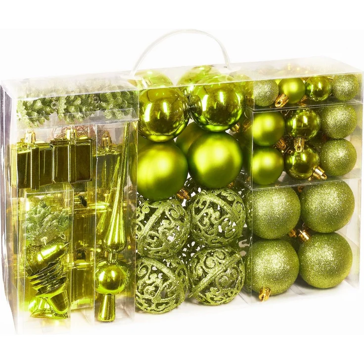 BRUBAKER Weihnachtsbaumkugel 101-teiliges Weihnachtskugel-Set mit Baumspitze, Christbaumschmuck aus Kunststoff, Weihnachtsdekoration edel und robust