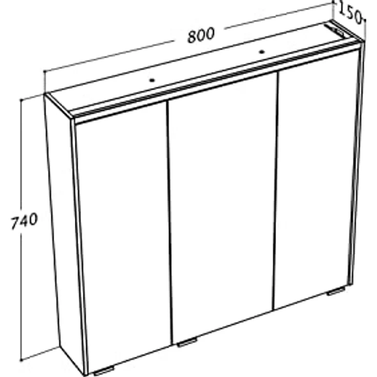 Sieper LED-Spiegelschrank KHX 80, anthrazit/weiß, 3 Spiegeltüren, integrierte Steckdose, verstellbare Glas-Einlegeböden – Bild 2