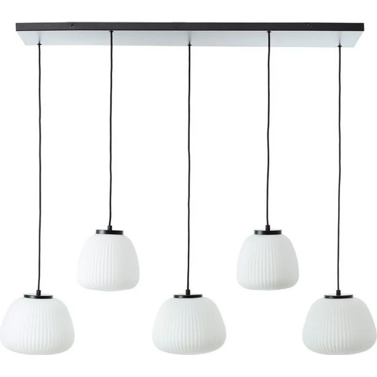 Brilliant Pendelleuchte Kaizen, ohne Leuchtmittel, 150 x 125 x 48 cm, 5 x E27, kürzbar, Riffelglas – Bild 4