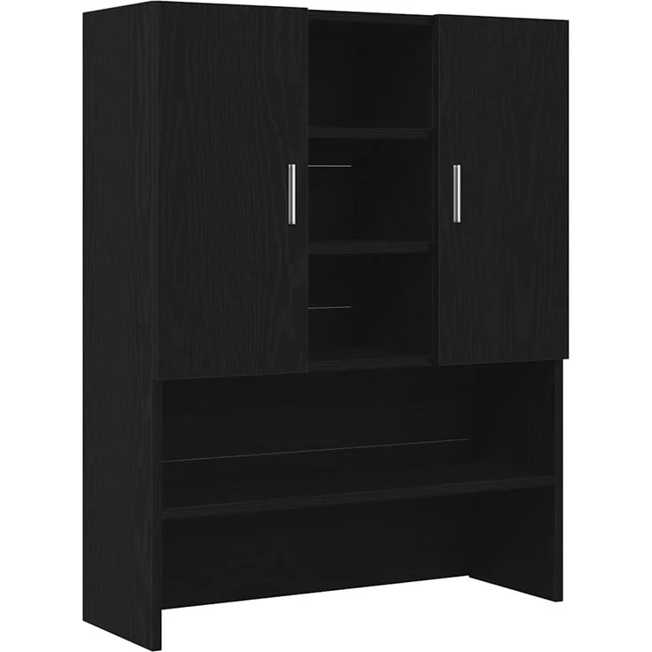 vidaXL Waschmaschinenschrank Schwarz Eichen-Optik 70,5x25,5x90 cm 862063 – Bild 1