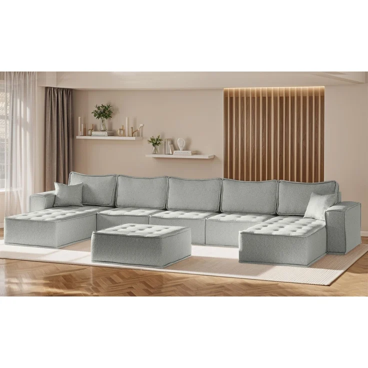 Polsterhocker Modul SANDE Stoff Alpine Hellgrau – Bild 5