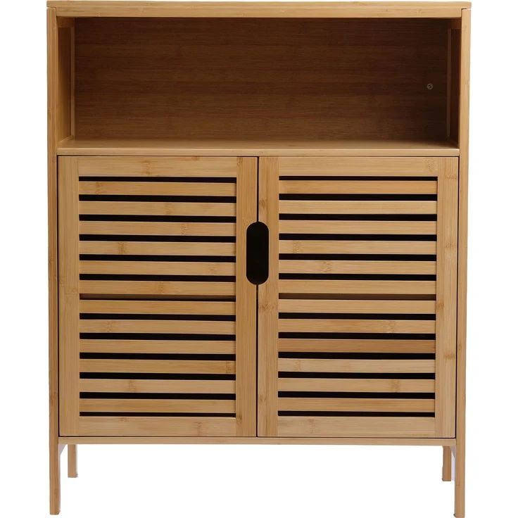 AD. CON Badezimmerschrank Bambus Badregal Badschrank mit 3 Ablagen 81x65x31cm – Bild 1
