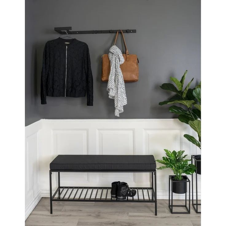 Garderobe >Trento< in Schwarz, Metall - 3x82x30cm (BxHxT) – Bild 2